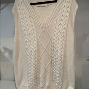 Elegant Cream Cable Knit Sweater Vest